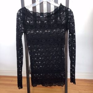 Free People Black Lace Top